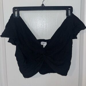 Ruffle Sleeve Knot Crop Top